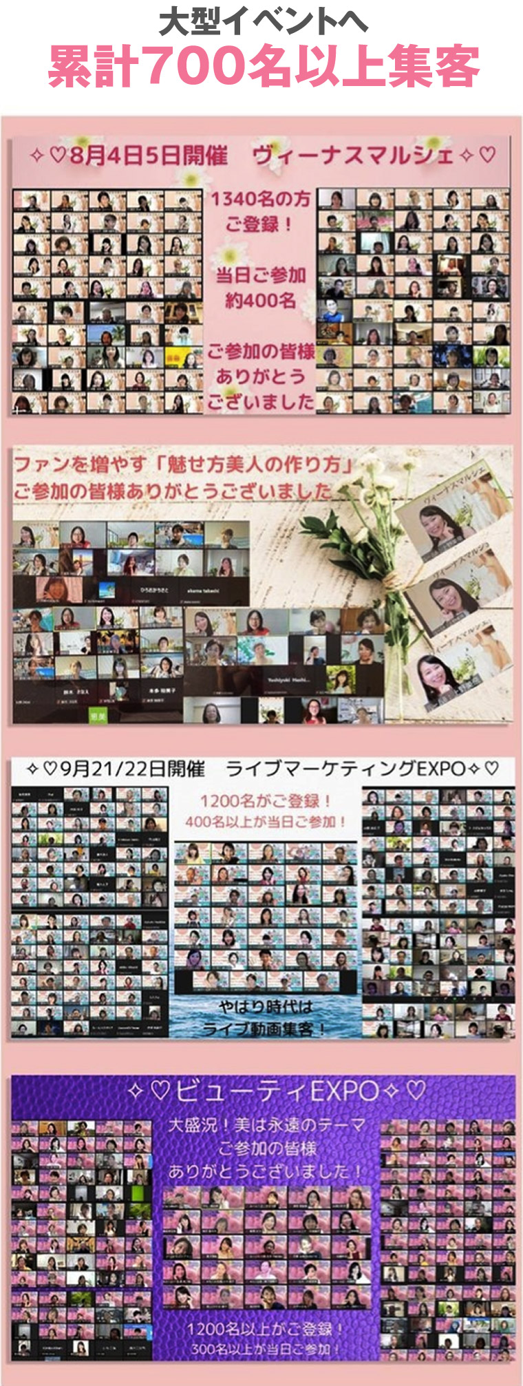 大型イベントへ累計700名以上集客