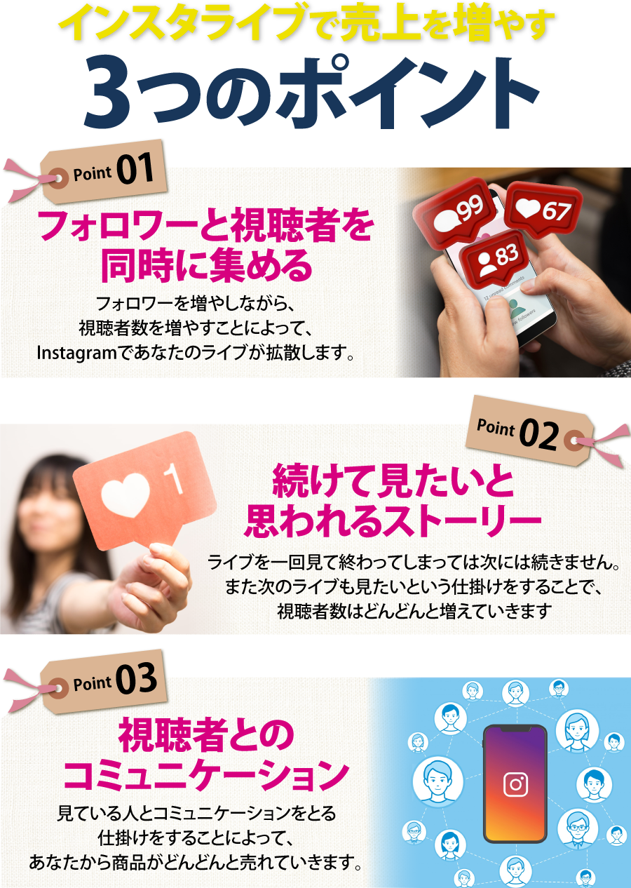 インスタライブで売上を増やす3つのポイント